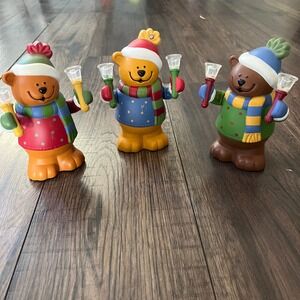 Avon 2005 Set of 3 Animated Musical Christmas Bears Bell Ringers Holiday Figures